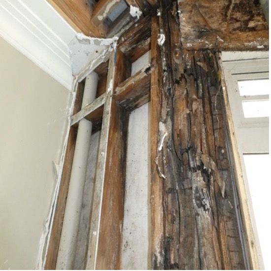 Unsafe decayed structural framing